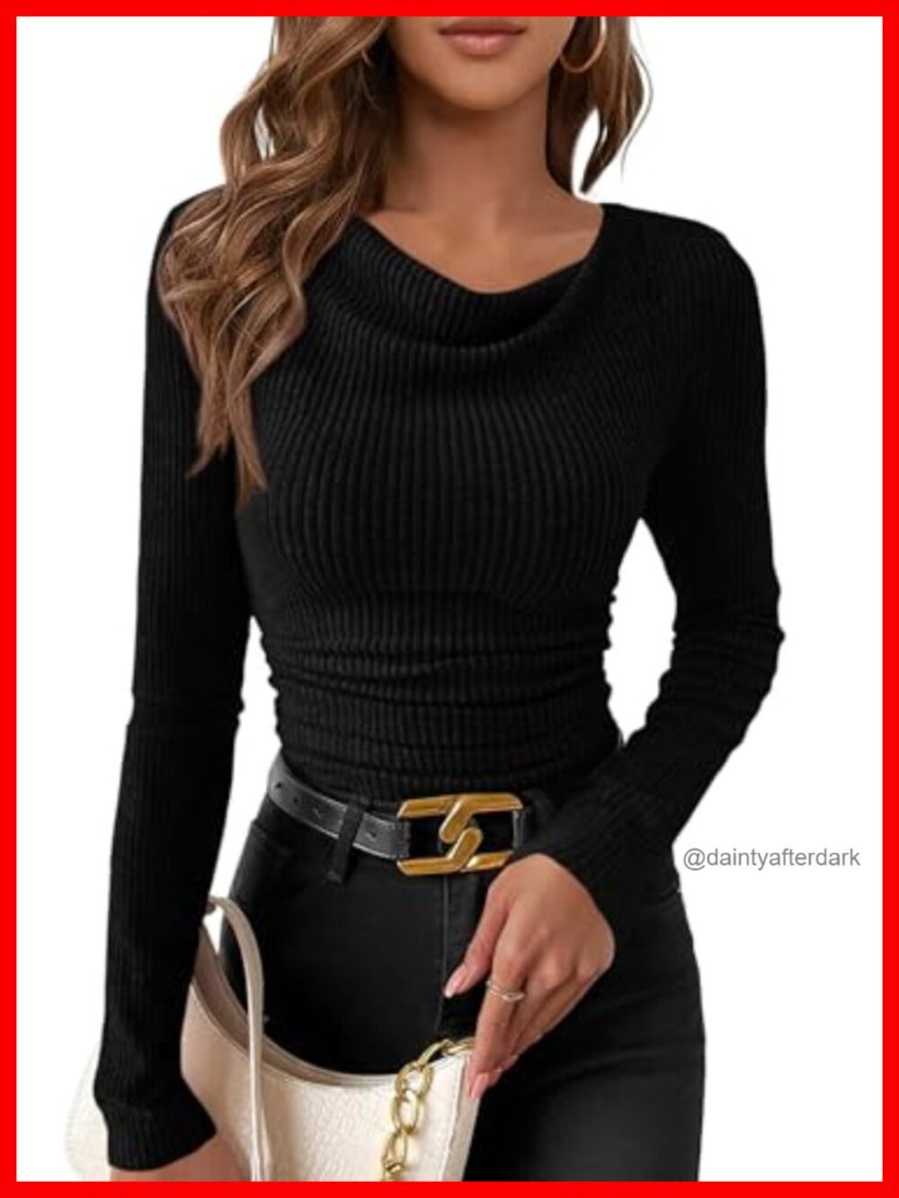 Womens Cowl Neck Ruched Ribbed Knit Crop Top Long Sleeve Fall Shirt
